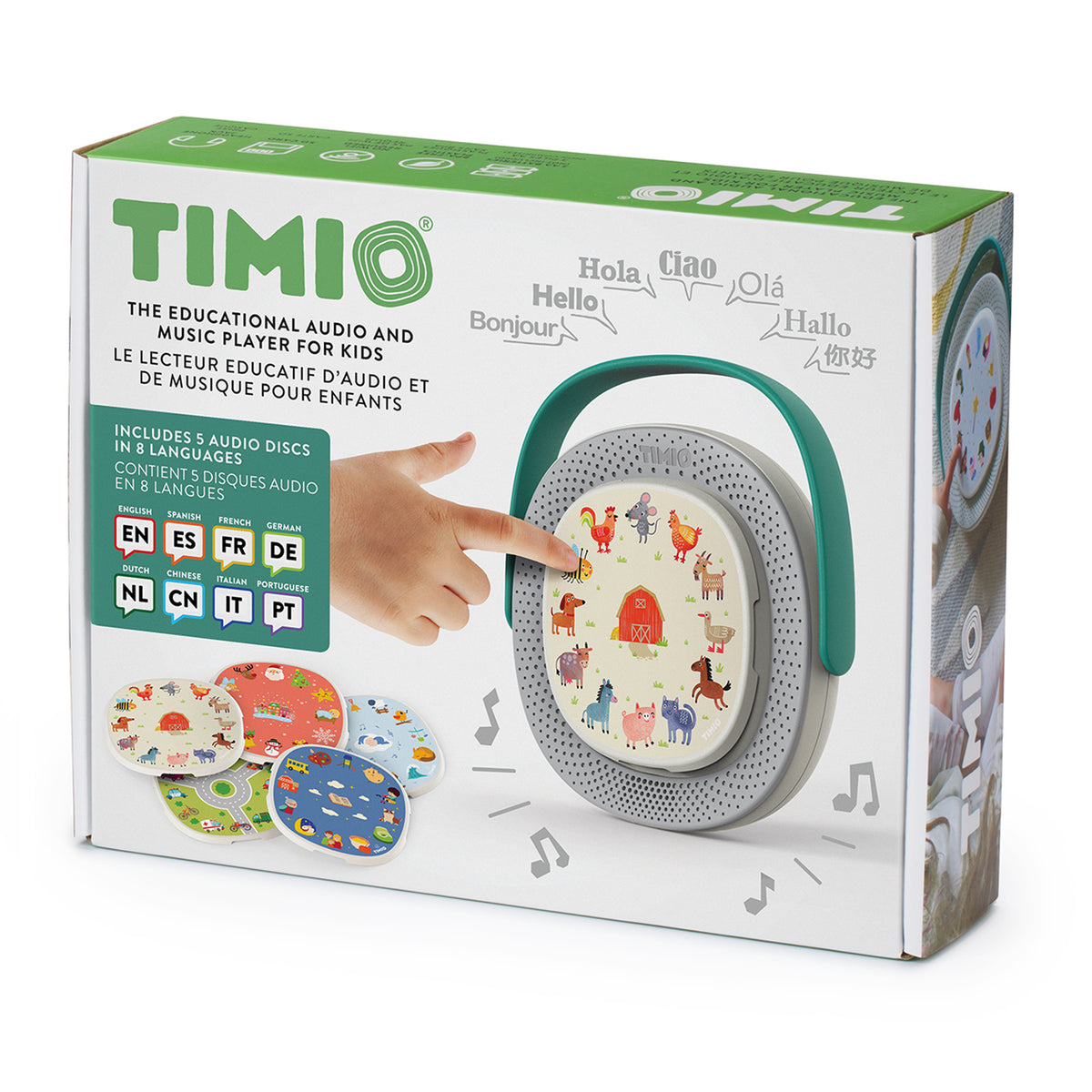 TIMIO PLAYER WITH 5 DISCS IN 8 LANGUAGES: Disc Set 1 audio content(5)