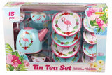 15Pc. Flamingo Tin Tea Set